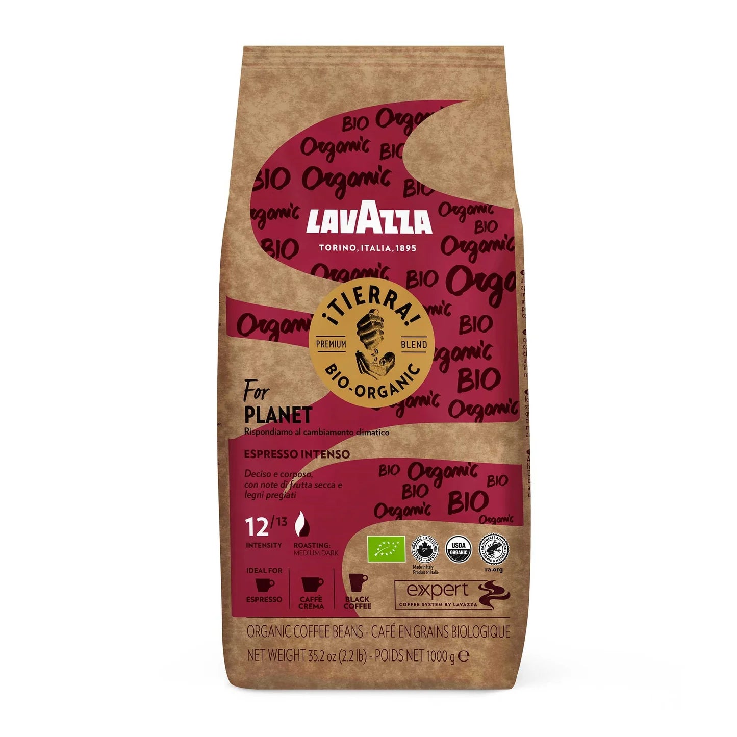 Lavazza ¡Tierra! For Planet Bio-Organic – Espresso Intenso, Kaffeebohnen 1 kg